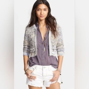 Free People Crop Zip Cardigan Sweater